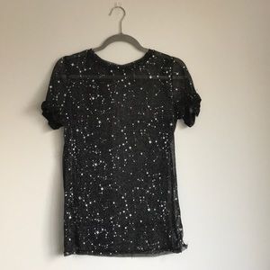 Sheer black star speckled tee